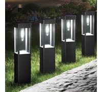 Joomer Lampe Solaire Exterieur Jardin Carré, Lot de 4 Lumiere Solaire Exterieur Jardin Étanche Blanc, Borne Solaire Exterieur Interrupteur Automatique Éclairage pour Terrasse Pelouse Patio Allée