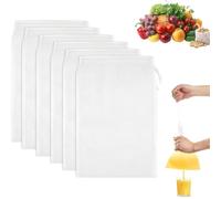 JOOTUEPO 6 Pièces Sac à Lait de Noix, 20 × 30 Cm Sacs à Fromage en Nylon, Filtre Lait Végétal Reutilisable, pour Jus de Légumes et Fruits/Café/Lait Avoine/Lait Vegetal