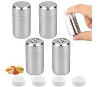JOOTUEPO Salieres et Poivrieres en Acier Inoxydable, 4 Pièces 5ml Salière et Poivrière Set, Sel et Poivre de Table Récipient à Bouteille pour Maison Cuisine Épices Restaurant Camping
