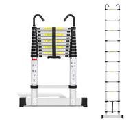 Joparri Échelle télescopique en aluminium 3,2 m, échelle extensible avec stabilisateur et crochets amovibles, échelle en aluminium antidérapante polyvalente, capacité de charge : 150 kg