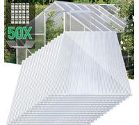 Jopassy 14x polycarbonate alvéolaire 4mm 50x serre inox 10,25 m² plaque double paroi 1210x605 plaque alvéolaire plaque de serre