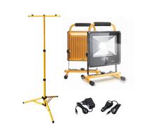 Jopassy 2pcs 50W LED Projecteur Lampes de travail Projecteur blanc froid Projecteur de chantier IP66 avec trépied 4500 lumens Flux lumineux 160cm