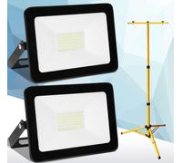 Jopassy 2x 50W LED Projecteur de chantier Projecteur sur trépied Projecteur extérieur Lampe de travail Projecteur de chantier IP66 étanche Blanc froid