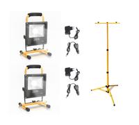 Jopassy 2x20W LED Projecteur de chantier sans fil Lampes de travail blanc froid avec double trépied Projecteur flash Projecteur de travail IP66