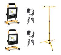 Jopassy 2x30W LED Projecteur de chantier sans fil Lampes de travail blanc froid avec double trépied Projecteur flash Projecteur de travail IP66