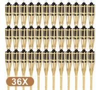 Jopassy 36x Set de flambeaux de jardin Lampes Flambeau Mèche 90cm Bambou Flambeau à huile pour l'extérieur Huile de lampe pour flambeau Flamme Feu Party Deko