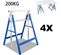 Jopassy 4× tréteau d'échafaudage, tréteau pliant jusqu'à 200kg, travaux au plafond, tréteau de travail, avec sécurité anti-glissement, réglable en hauteur en 7 positions, 80-130CM, bleu