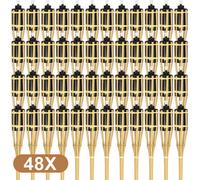 Jopassy 48x Set de flambeaux de jardin Lampes Flambeau Mèche 90cm Bambou Flambeau à huile pour l'extérieur Huile de lampe pour flambeau Flamme Feu Party Deko