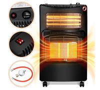 Jopassy Chauffage à gaz Chauffage à gaz radiant 4.2 KW Foyer à gaz avec régulateur + tuyau + adaptateur DE vers EU 3 et 4 bouteilles de gaz butane ou propane jusqu'à 15kg Noir