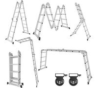Jopassy échelle multi-usages 7in1 échelle - échelle articulée en aluminium - échelle pliante & escabeau - antidérapant (4x4 barreaux)