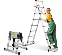 Jopassy Echelle télescopique Echelle pliante Stabil Aluminium Escabeau jusqu'à 150kg 2.0m+2.3m Avec barre de pesée