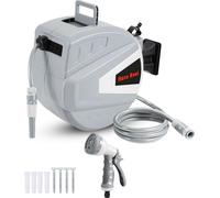 Jopassy Enrouleur de tuyau 30m Enrouleur automatique de tuyau d'air comprimé Raccord 8 bar Pistolet d'arrosage d'eau multifonctionnel Tuyau d'air comprimé Support de tuyau mural