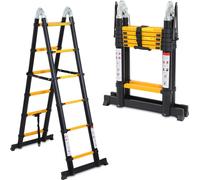 Jopassy Escabeau télescopique Alu léger Antidérapant 2,5m + 2,5m noir Escabeau multifonctionnel Escabeau multi-usages Echelle extensible 15 marches Escabeau en aluminium de qualité supérieure Capacité