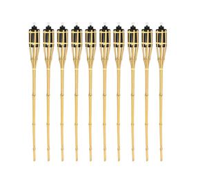 Jopassy Flambeaux de jardin Set 30x lampes flambeau mèche 90cm bambou flambeau à huile pour l'extérieur huile de lampe pour flamber flammes feu fête déco