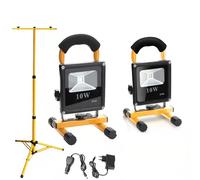 Jopassy LED Projecteur de chantier sans fil Lampes de travail avec pied télescopique Blanc froid Projecteur de travail LED 2x10W+1xpied Projecteur