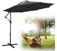 Jopassy Parasol 3,5 m Parasol de jardin Parasol à pied déporté Parasol de marché Parasol à manivelle Aluminium, gris, 3,5 m