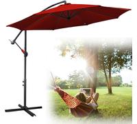 Jopassy Parasol 3,5 m Parasol de jardin Parasol à pied déporté Parasol de marché Parasol à manivelle Aluminium, rouge, 3,5 m