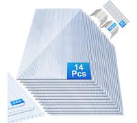 Jopassy Plaque alvéolaire en polycarbonate 4mm d'épaisseur Plaque de serre double paroi14x Plaque alvéolaire en polycarbonate 4mm,10,25 m² plaque double paroi - 1210x605,50x agrafes + 50x Z-clips,Plaq