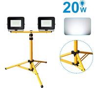 Jopassy Projecteur à LED avec trépied Projecteur de chantier extérieur IP66 Projecteur pour jardin arrière cour 2X20W blanc froid