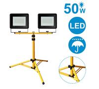 Jopassy Projecteur à LED avec trépied Projecteur de chantier extérieur IP66 Projecteur pour jardin arrière cour 2X50W blanc froid