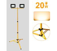 Jopassy Projecteur à LED avec trépied Projecteur de chantier extérieur IP66 Projecteur pour jardin arrière cour 2X20W Blanc chaud