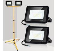 Jopassy Projecteur à LED avec trépied Projecteur de chantier IP66 Lampes de travail pour jardin cour arrière 2X20W Blanc chaud