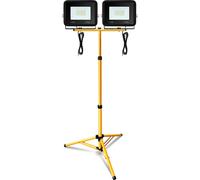 Jopassy Projecteur de chantier à LED 2x 10W LED Projecteur avec trépied Projecteur d'extérieur IP76 étanche Projecteur de travail Blanc chaud