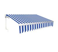 Jopassy Store pare-soleil Store à bras articulé, store à manivelle, 2,5 x 2 m, protection solaire, anti-UV et imperméable, angle d'inclinaison jusqu'à 30 degrés, pour balcon et véranda, bleu et blanc