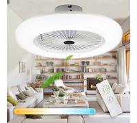 Jopassy Ventilateur de plafond 80w Lampe de plafond Télécommande Timer Dimmable LED Fan Moderne