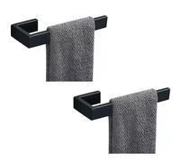 JOPOFI Lot de 2 Porte-Serviettes rectangulaires de 20,3 cm - Anneau Porte-Serviettes Contemporain en Acier Inoxydable SUS 304 - Design Moderne - Barre Porte-Serviettes pour Salle de Bain - Noir Mat