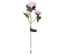 Jopwkuin Lampe Solaire de Paysage à 4 Têtes de Fleurs de Roses, pour | Acier inoxydable et tissu en soie, lueur de 6 à 12 heures, décor de balcon de cour de pelouse, classé IP65, prise de terre