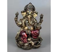 JORAE Statue de Ganesh, Bouddha, éléphant Assis sur Un Lotus, Seigneur bénissant la Maison, décoration hindoue, Dieu, Figurine de méditation de Collection en Bronze Antique, 18 cm, polyrésine