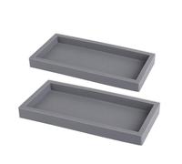 JORDAN&JUDY Lot de 2 plateaux en silicone gris, matériau souple, organisateur de salle de bain essentiel
