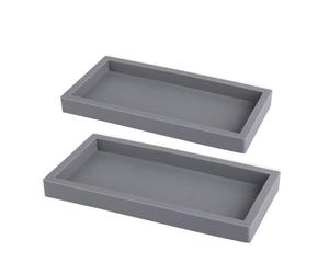 JORDAN&JUDY Lot de 2 plateaux en silicone gris, matériau souple, organisateur de salle de bain essentiel