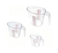 JORDAN&JUDY Lot de 3 verres doseurs transparents, gradués pour la pâtisserie, 250 ml*1 + 500 ml*1 + 1000 ml*1