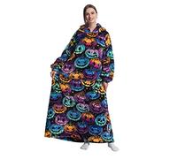 JOREAY Sweat à Capuche Femme, Pull Plaid Oversize en Polaire Couverture à Capuche, Douce et Chaude Plaid avec Manche avec Capuche Homme, Cadeau