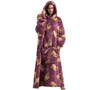 JOREAY Sweat à Capuche Femme, Pull Plaid Oversize en Polaire Couverture à Capuche, Douce et Chaude Plaid avec Manche avec Capuche Homme, Cadeau