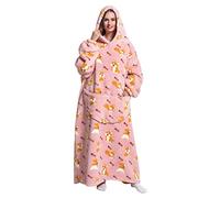 JOREAY Sweat à Capuche Femme, Pull Plaid Oversize en Polaire Couverture à Capuche, Douce et Chaude Plaid avec Manche avec Capuche Homme, Cadeau