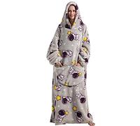 JOREAY Sweat à Capuche Femme, Pull Plaid Oversize en Polaire Couverture à Capuche, Douce et Chaude Plaid avec Manche avec Capuche Homme, Cadeau