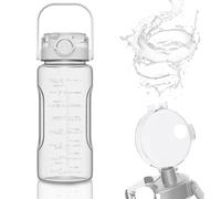 Jorzer Bouteille d'eau graduée de 2 L, Transparente et étanche, avec poignée, Compatible Lave-Vaisselle, idéale pour la Maison, Le Bureau et Le Sport. Blanche.