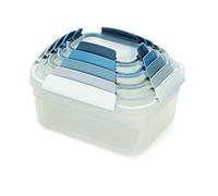 Joseph Joseph 81099 Lot de boîtes de conservation en plastique avec couvercles hermétiques verrouillables, Plastique Silicone, bleu ciel, 10-piece