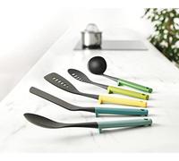 Joseph Joseph Duo Ensemble d'ustensiles 5 pièces avec repose-ustensiles intégré, Ensemble d'ustensiles de cuisine hygiéniques pour une utilisation avec des ustensiles de cuisine antiadhésifs, Opale