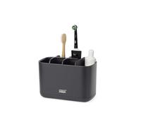 Joseph Joseph Easy-Store Porte-Brosse à Dents et Dentifrice, Compatible avec Brosses à Dents Électriques et Traditionnelles, 6 Compartiments, Noir Mat