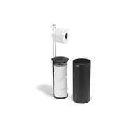 Joseph Joseph EasyStore Porte-Papier Toilette sur Pied, avec Rangement Dissimulé pour 3 Rouleaux, Noir Mat