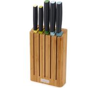 Joseph Joseph Elevate Lot de 5 Couteaux de Cuisine en acier inoxydable japonais, Bloc Couteaux en Bambou, Multicolore