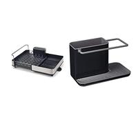 Joseph Joseph Extend Steel Égouttoir à Vaisselle Extensible avec Bec verseur - Gris & Caddy - Rangement Evier, Support pour Éponge, Grattoir, Brosse, Liquide Vaisselle, Lavette - Gris Foncé