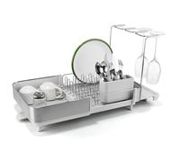 EXTEND STEEL PLUS Egouttoir à vaisselle extensible avec support à verre Joseph Joseph Inox pierre