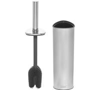 Joseph Joseph Flex - Ensemble de Support de Rangement Intelligent pour Brosse de Toilette 360 Luxe Advanced avec Brosse Anti-Goutte, Anti-Obstruction et remplaçable, Finition en Acier Inoxydable
