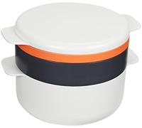 Joseph Joseph - M Cuisine - Set de 4 Pièces Empilables pour Cuisson au Micro-ondes - Blanc Orange et Gris