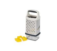 Joseph Joseph Multi-Grip Râpe à Fromage et Légumes avec Boîte, Prise de Précision, 4 Lames pour Râper Trancher, Passe au Lave-Vaisselle, Acier Inoxidable